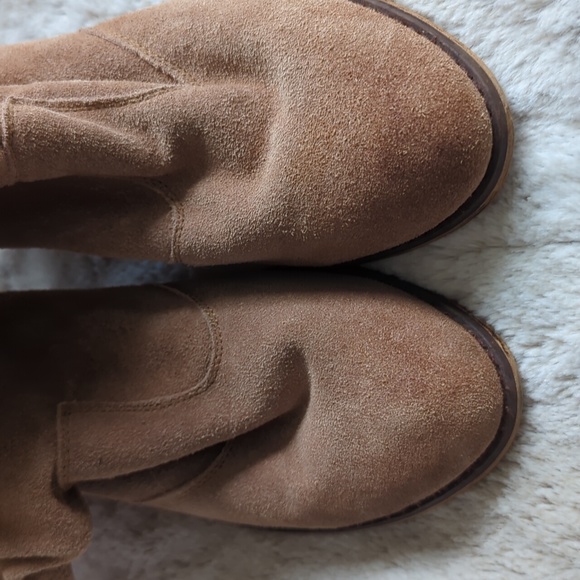 Decree Light Brown Suede Leather Ankle Western Heel Ankle Booties Shoes Size 10 - Picture 2 of 8